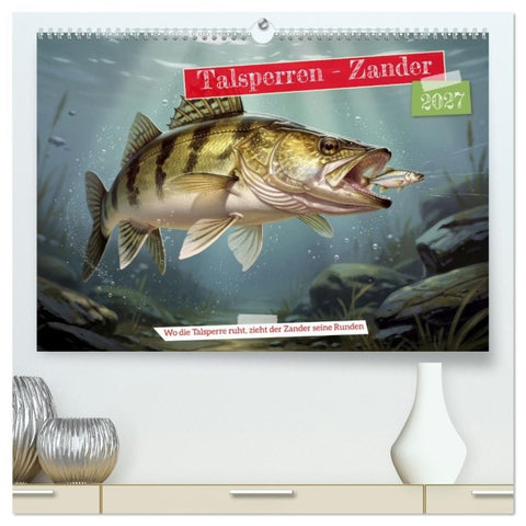 Talsperren - Zander (hochwertiger Premium Wandkalender 2027 DIN A2 quer), Kunstdruck in Hochglanz