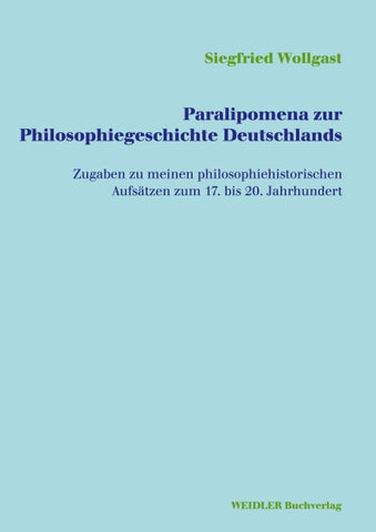 Paralipomena zur Philosophiegeschichte Deutschlands