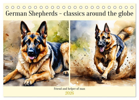 German Shepherds - classics around the globe (Desk Calendar 2026 DIN A5 landscape), CALVENDO 12 Month DeskCalendar