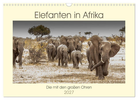 Elefanten in Afrika - Die mit den großen Ohren (Wandkalender 2027 DIN A3 quer), CALVENDO Monatskalender