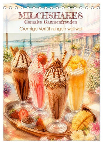 MILCHSHAKES - Gemalte Gaumenfreuden (Tischkalender 2027 DIN A5 hoch), CALVENDO Monatskalender