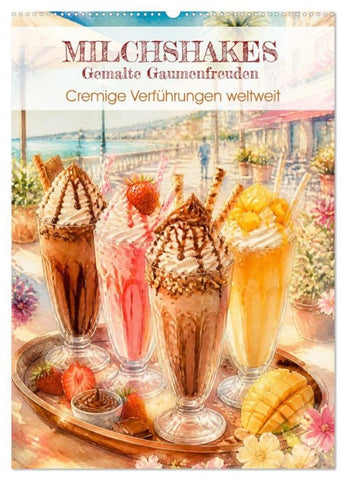 MILCHSHAKES - Gemalte Gaumenfreuden (Wandkalender 2027 DIN A2 hoch), CALVENDO Monatskalender
