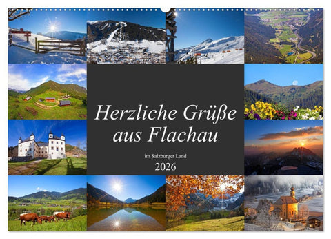 Herzliche Grüße aus Flachau (Wandkalender 2026 DIN A2 quer), CALVENDO Monatskalender