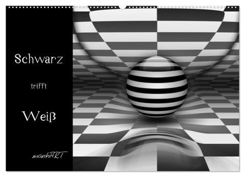 Schwarz trifft Weiß (Wandkalender 2027 DIN A2 quer), CALVENDO Monatskalender