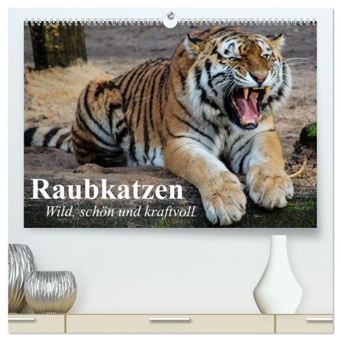 Raubkatzen. Wild, schön und kraftvoll (hochwertiger Premium Wandkalender 2026 DIN A2 quer), Kunstdruck in Hochglanz