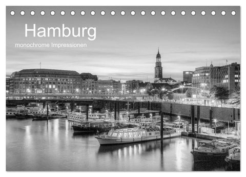 Hamburg monochrome Impressionen (Tischkalender 2026 DIN A5 quer), CALVENDO Monatskalender
