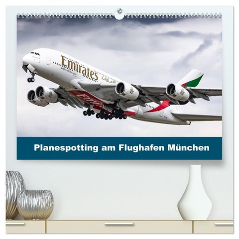 Planespotting am Flughafen München (hochwertiger Premium Wandkalender 2027 DIN A2 quer), Kunstdruck in Hochglanz
