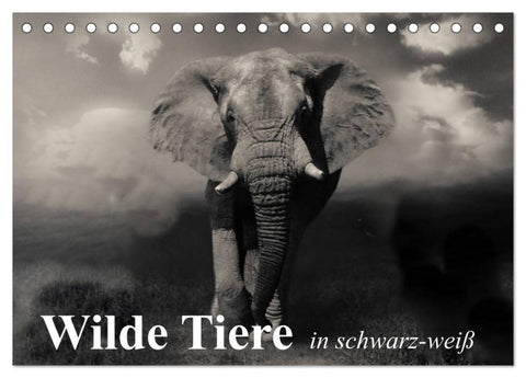 Wilde Tiere in schwarz-weiß (Tischkalender 2027 DIN A5 quer), CALVENDO Monatskalender