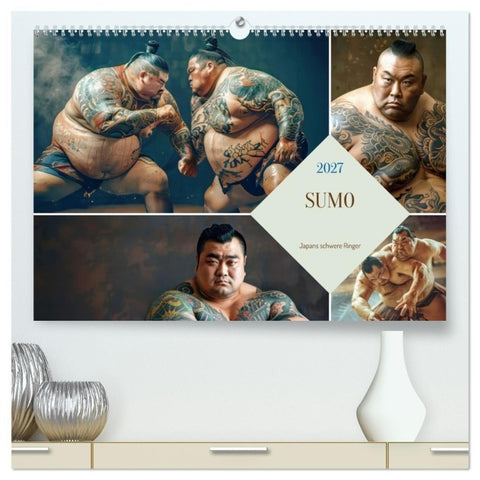 Sumo - Japans schwere Ringer (hochwertiger Premium Wandkalender 2027 DIN A2 quer), Kunstdruck in Hochglanz