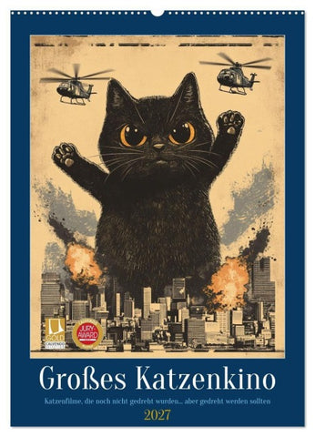 Großes Katzenkino (Wandkalender 2027 DIN A2 hoch), CALVENDO Monatskalender