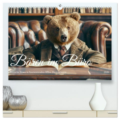 Bären im Büro (hochwertiger Premium Wandkalender 2026 DIN A2 quer), Kunstdruck in Hochglanz