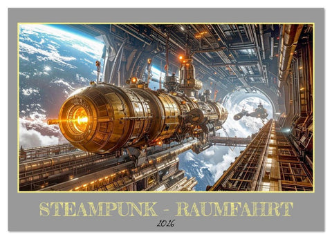 Steampunk-Raumfahrt (Wandkalender 2026 DIN A2 quer), CALVENDO Monatskalender