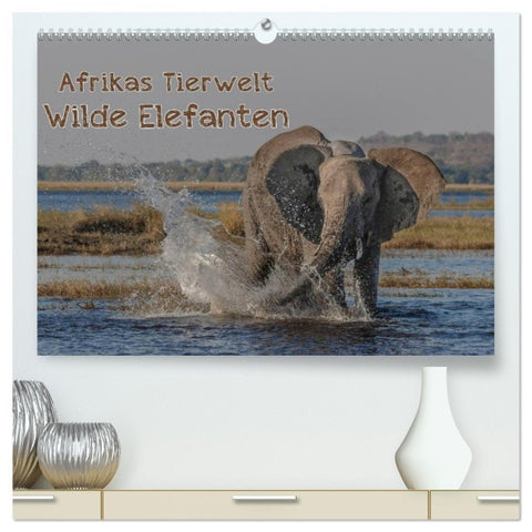 Afrikas Tierwelt - Wilde Elefanten (hochwertiger Premium Wandkalender 2026 DIN A2 quer), Kunstdruck in Hochglanz