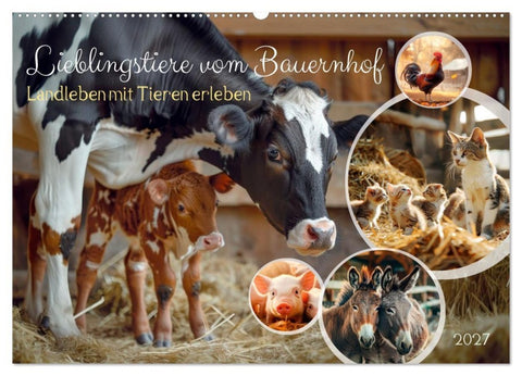 Lieblingstiere vom Bauernhof (Wandkalender 2027 DIN A2 quer), CALVENDO Monatskalender