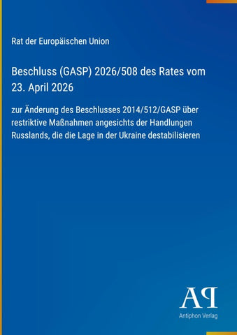 Beschluss (GASP) 2026/508 des Rates vom 23. April 2026