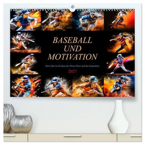 Baseball und Motivation (hochwertiger Premium Wandkalender 2027 DIN A2 quer), Kunstdruck in Hochglanz