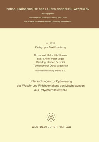 Untersuchungen zur Optimierung des Wasch- und Finishverhaltens von Mischgeweben aus Polyester/Baumwolle