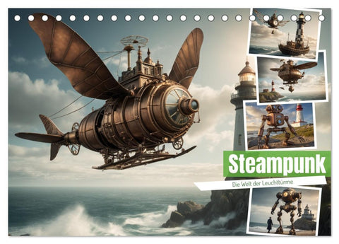 Steampunk - Die Welt der Leuchttürme (Tischkalender 2026 DIN A5 quer), CALVENDO Monatskalender