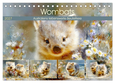 Wombats. Australiens liebenswerte Beuteltiere (Tischkalender 2027 DIN A5 quer), CALVENDO Monatskalender