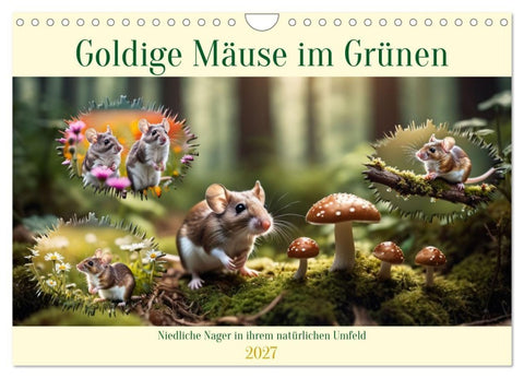 Goldige Mäuse im Grünen (Wandkalender 2027 DIN A4 quer), CALVENDO Monatskalender