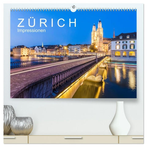 Z Ü R I C H Impressionen (hochwertiger Premium Wandkalender 2026 DIN A2 quer), Kunstdruck in Hochglanz