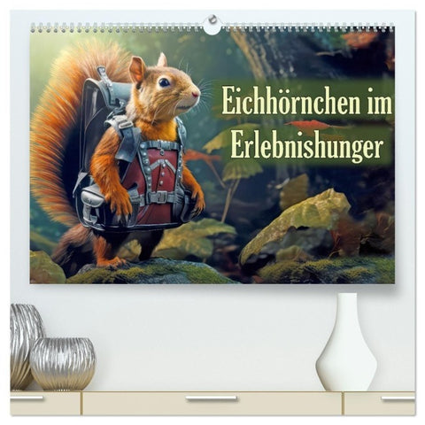 Eichhörnchen im Erlebnishunger (hochwertiger Premium Wandkalender 2027 DIN A2 quer), Kunstdruck in Hochglanz