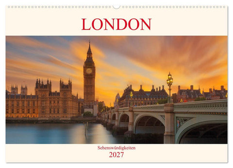 London Sehenswürdigkeiten (Wandkalender 2027 DIN A2 quer), CALVENDO Monatskalender