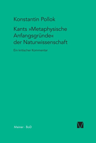 Kants »Metaphysische Anfangsgründe der Naturwissenschaft«