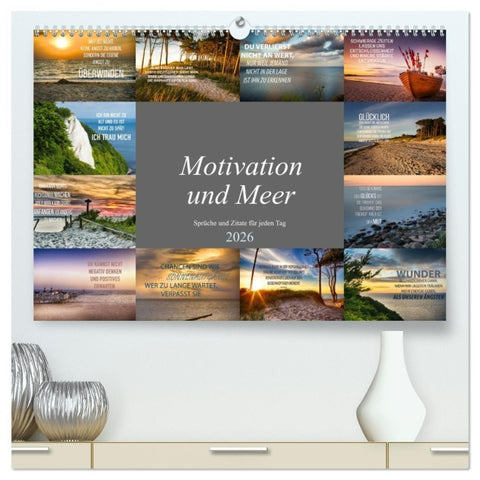 Motivation und Meer (hochwertiger Premium Wandkalender 2026 DIN A2 quer), Kunstdruck in Hochglanz