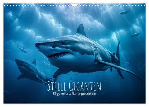 Stille Giganten - KI-generierte Hai-Impressionen (Wandkalender 2027 DIN A3 quer), CALVENDO Monatskalender