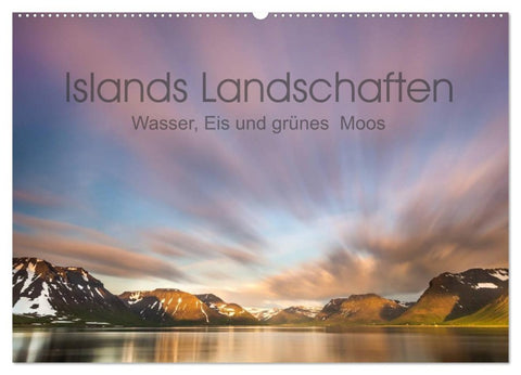 Islands Landschaften - Wasser, Eis und grünes Moos (Wandkalender 2026 DIN A2 quer), CALVENDO Monatskalender