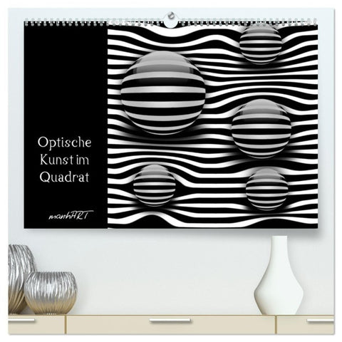 Optische Kunst im Quadrat (hochwertiger Premium Wandkalender 2027 DIN A2 quer), Kunstdruck in Hochglanz