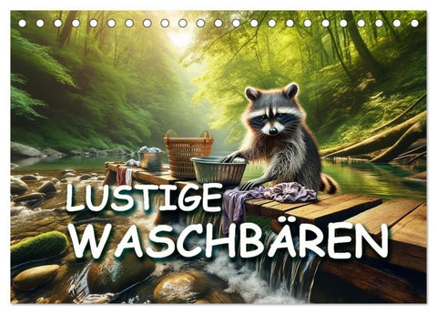 Lustige Waschbären (Tischkalender 2027 DIN A5 quer), CALVENDO Monatskalender