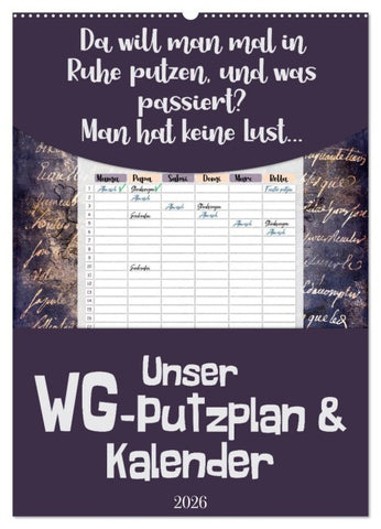 Gothic WG-Putzplan & Kalender 2026 (Wandkalender 2026 DIN A2 hoch), CALVENDO Monatskalender