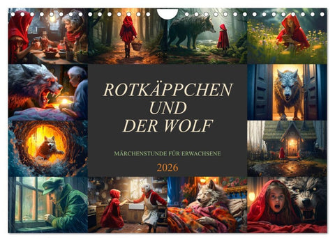 Rotkäppchen und der Wolf (Wandkalender 2026 DIN A4 quer), CALVENDO Monatskalender
