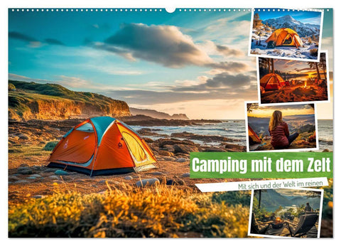 Camping mit dem Zelt (Wandkalender 2027 DIN A2 quer), CALVENDO Monatskalender