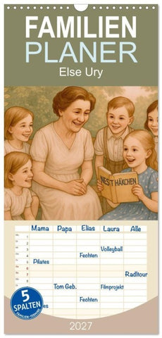 Familienplaner 2027 - Else Ury mit 5 Spalten (Wandkalender, 21 x 45 cm) CALVENDO