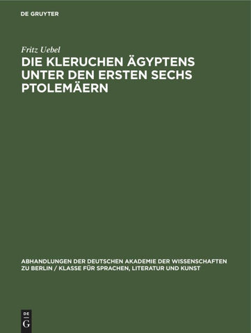Die Kleruchen Ägyptens unter den ersten sechs Ptolemäern