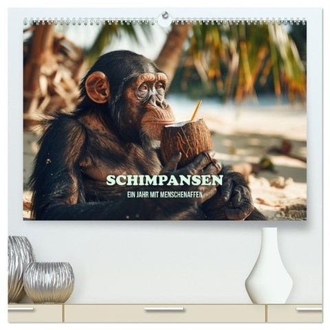 Schimpansen - Ein Jahr mit Menschenaffen. (hochwertiger Premium Wandkalender 2027 DIN A2 quer), Kunstdruck in Hochglanz