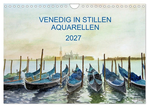 Venedig in stillen Aquarellen (Wandkalender 2027 DIN A4 quer), CALVENDO Monatskalender