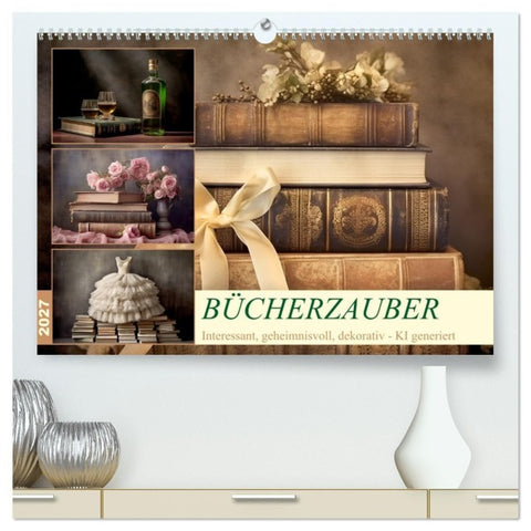 Bücherzauber (hochwertiger Premium Wandkalender 2027 DIN A2 quer), Kunstdruck in Hochglanz