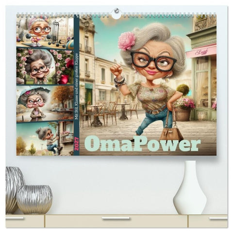 OmaPower (hochwertiger Premium Wandkalender 2027 DIN A2 quer), Kunstdruck in Hochglanz