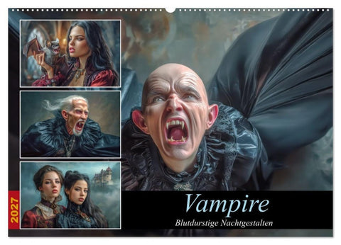 Vampire - Blutdurstige Nachtgestalten (Wandkalender 2027 DIN A2 quer), CALVENDO Monatskalender