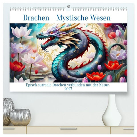 Drachen - Mystische Wesen (hochwertiger Premium Wandkalender 2027 DIN A2 quer), Kunstdruck in Hochglanz