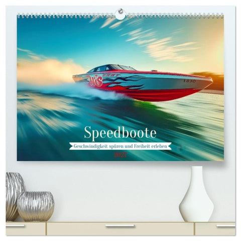 Speedboote (hochwertiger Premium Wandkalender 2027 DIN A2 quer), Kunstdruck in Hochglanz