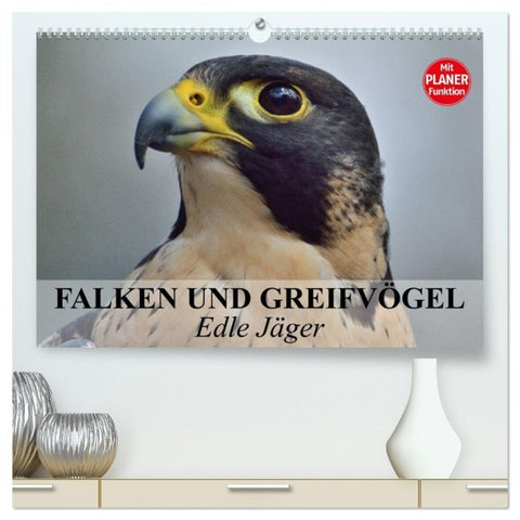 Falken und Greifvögel - Edle Jäger (hochwertiger Premium Wandkalender 2027 DIN A2 quer), Kunstdruck in Hochglanz