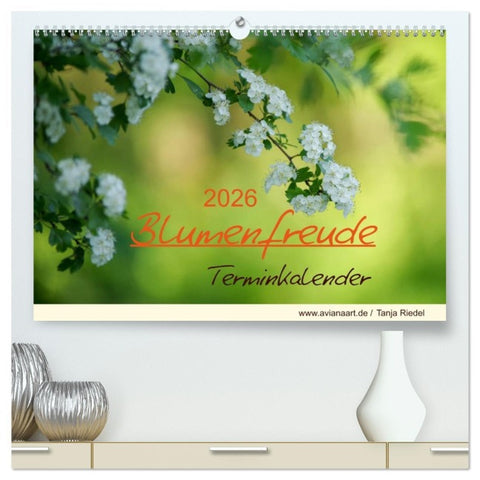 Blumenfreude Terminkalender (hochwertiger Premium Wandkalender 2026 DIN A2 quer), Kunstdruck in Hochglanz