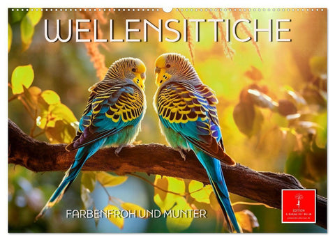 Wellensittiche farbenfroh und munter (Wandkalender 2027 DIN A2 quer), CALVENDO Monatskalender