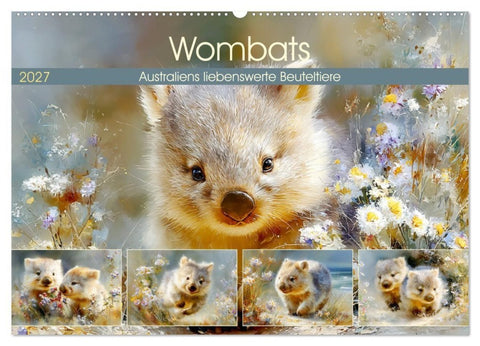 Wombats. Australiens liebenswerte Beuteltiere (Wandkalender 2027 DIN A2 quer), CALVENDO Monatskalender