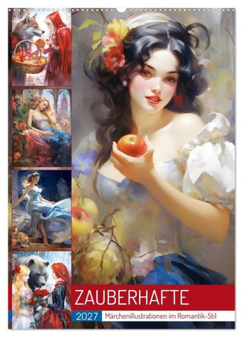 Zauberhafte Märchenillustrationen im Romantik-Stil (Wandkalender 2027 DIN A2 hoch), CALVENDO Monatskalender